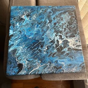 “Stormy Night at Sea”, Original acrylic pour painting